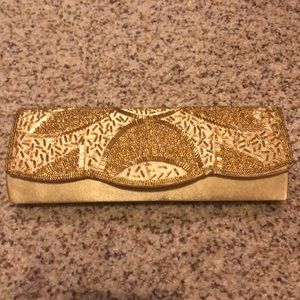 (Sale 3 for $15) Gold beaded hand bag